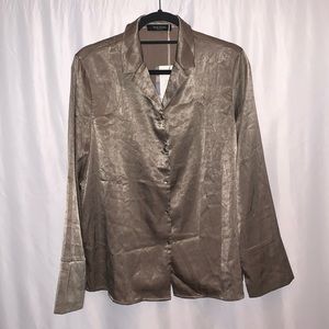 S Studio Satin Button Down Pajama Top Size Large